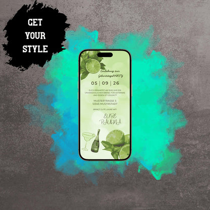 Digitale Einladung zum Geburtstag | Personalisierbare Einladung | Verschicke per E-Mail, WhatsApp, etc.