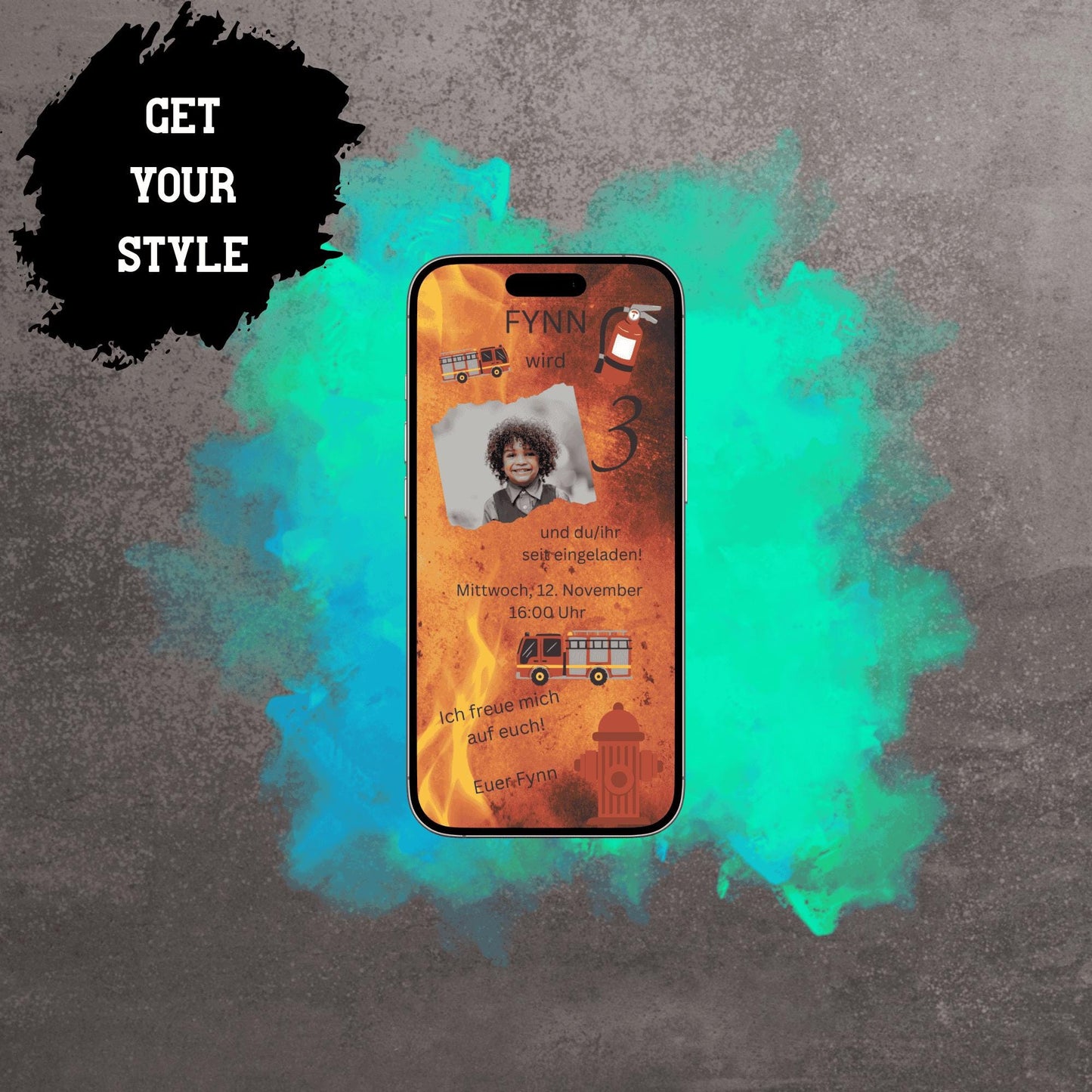 Digitale Einladung zum Kindergeburtstag | Personalisierbare Einladung | Verschicke per E-Mail, WhatsApp, etc.