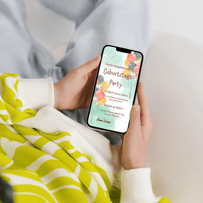 Digitale Einladung zum Kindergeburtstag | Personalisierbare Einladung | Verschicke per E-Mail, WhatsApp, etc.