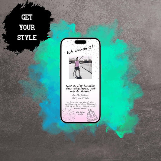 Digitale Einladung zum Kindergeburtstag | Personalisierbare Einladung | Verschicke per E-Mail, WhatsApp, etc.