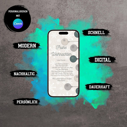 Digitale Grußkarte zu Weihnachten | Personalisierbare Grußkarte| Verschicke per E-Mail, WhatsApp, etc.