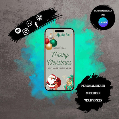 Digitale Grußkarte zu Weihnachten | Personalisierbare Grußkarte| Verschicke per E-Mail, WhatsApp, etc.