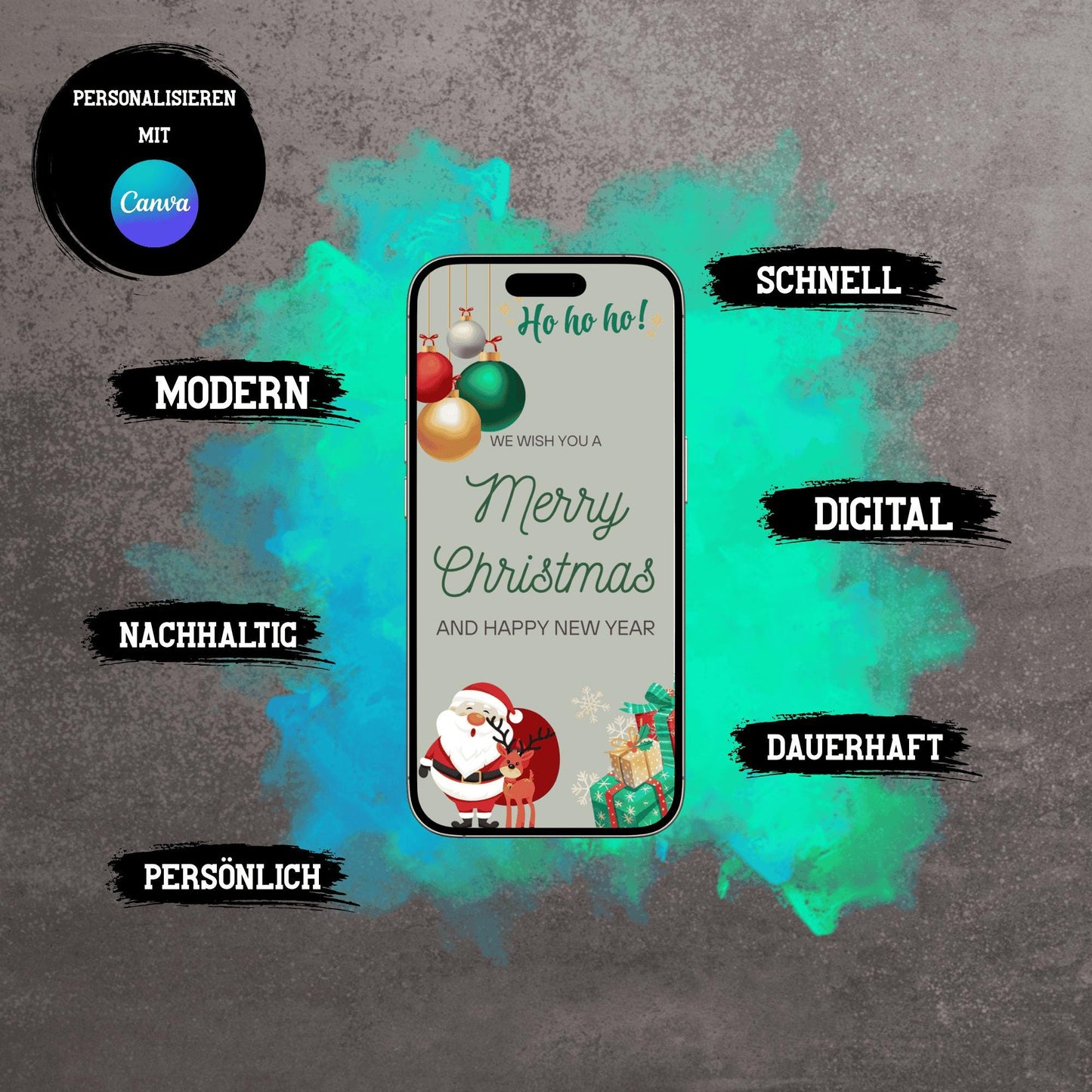 Digitale Grußkarte zu Weihnachten | Personalisierbare Grußkarte| Verschicke per E-Mail, WhatsApp, etc.