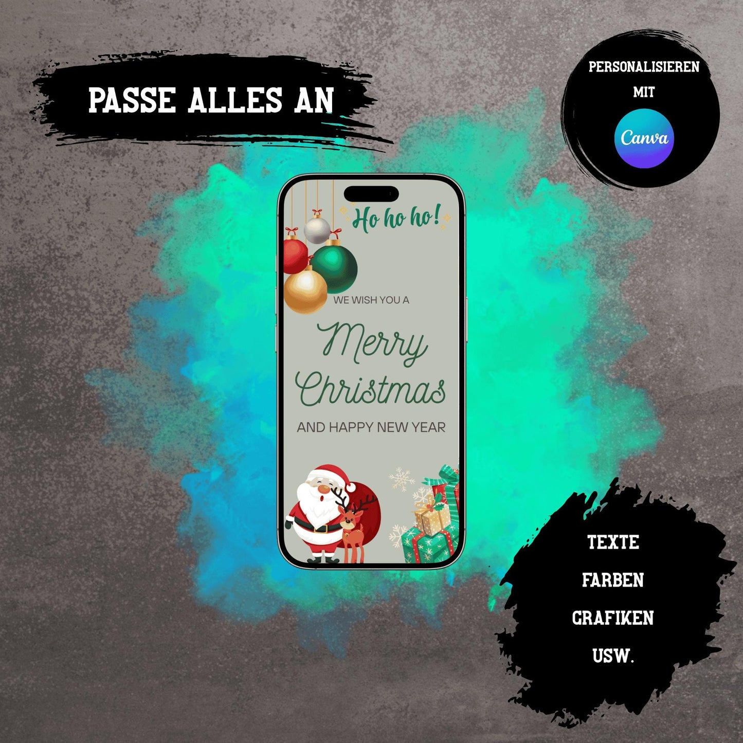 Digitale Grußkarte zu Weihnachten | Personalisierbare Grußkarte| Verschicke per E-Mail, WhatsApp, etc.