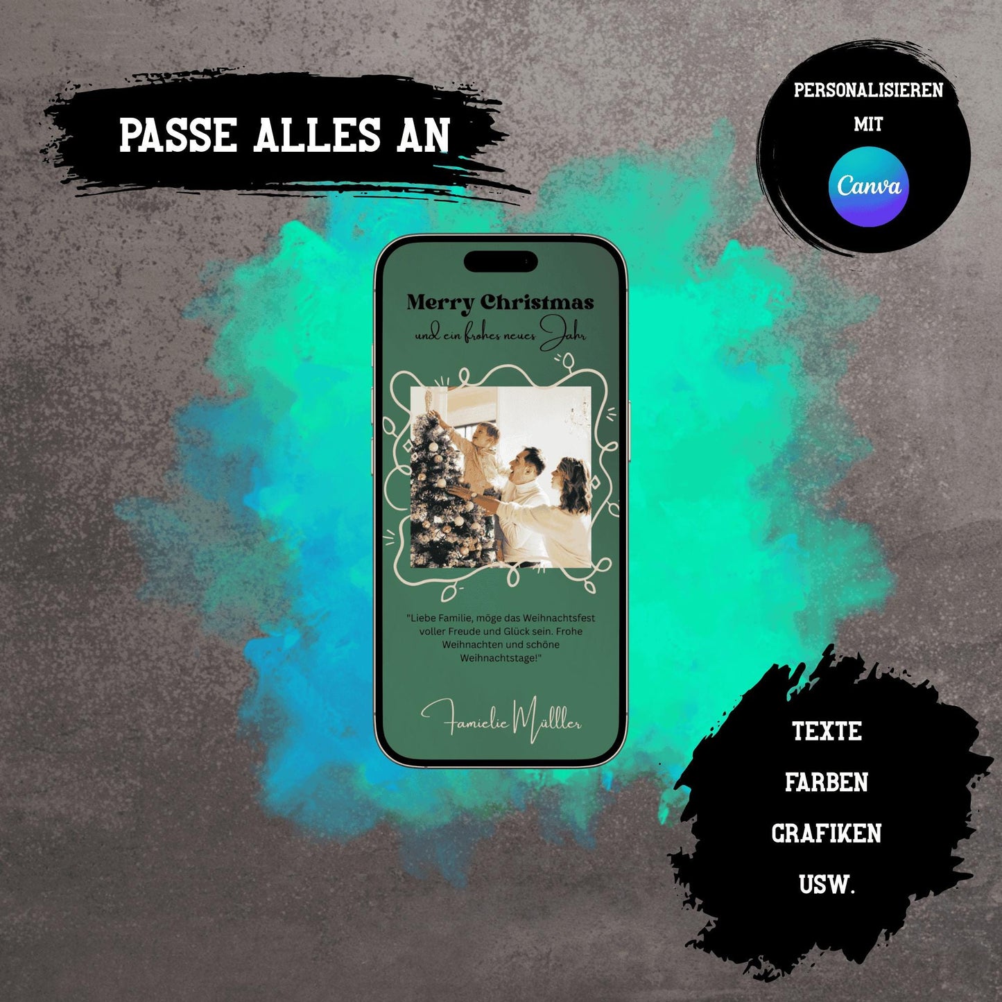 Digitale Grußkarte zu Weihnachten | Personalisierbare Grußkarte| Verschicke per E-Mail, WhatsApp, etc.