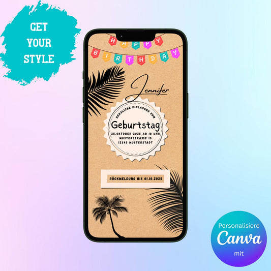 Digitale Einladung zum Geburtstag Video | Personalisierbare Einladung | Verschicke per E-Mail, WhatsApp, etc.