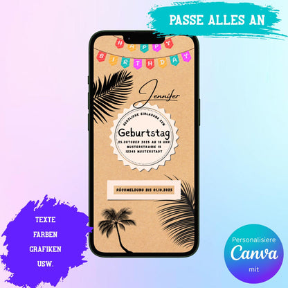 Digitale Einladung zum Geburtstag Video | Personalisierbare Einladung | Verschicke per E-Mail, WhatsApp, etc.