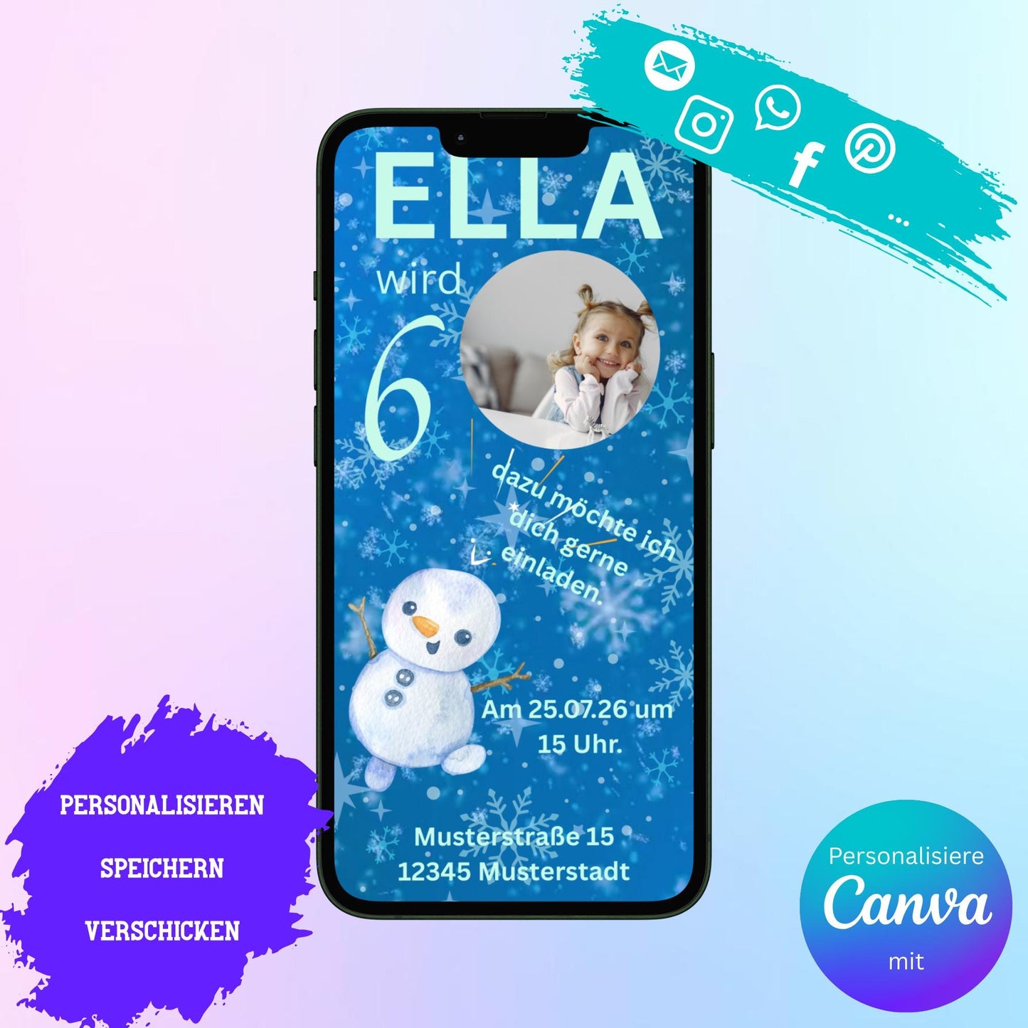 Digitale Einladung zum Kindergeburtstag Video | Personalisierbare Einladung | Verschicke per E-Mail, WhatsApp, etc.