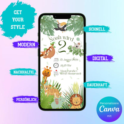 Digitale Einladung zum Kindergeburtstag Video | Personalisierbare Einladung | Verschicke per E-Mail, WhatsApp, etc.