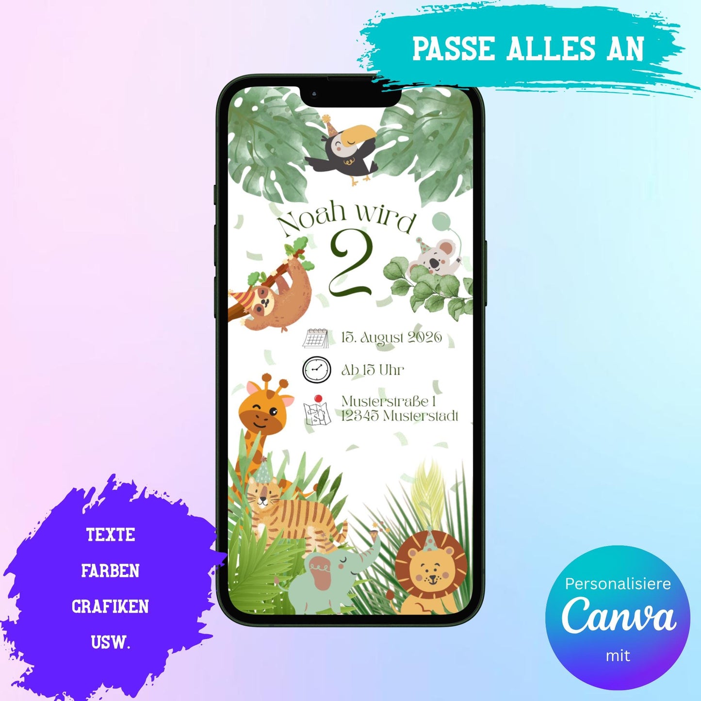 Digitale Einladung zum Kindergeburtstag Video | Personalisierbare Einladung | Verschicke per E-Mail, WhatsApp, etc.