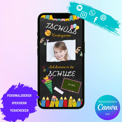 Digitale Einladung zur Einschulung Video | Personalisierbare Einladung | Verschicke per E-Mail, WhatsApp, etc.