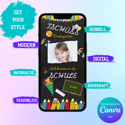 Digitale Einladung zur Einschulung Video | Personalisierbare Einladung | Verschicke per E-Mail, WhatsApp, etc.