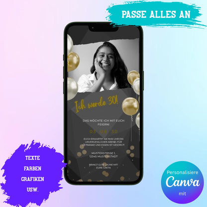 Digitale Einladung zum Geburtstag Video | Personalisierbare Einladung | Verschicke per E-Mail, WhatsApp, etc.