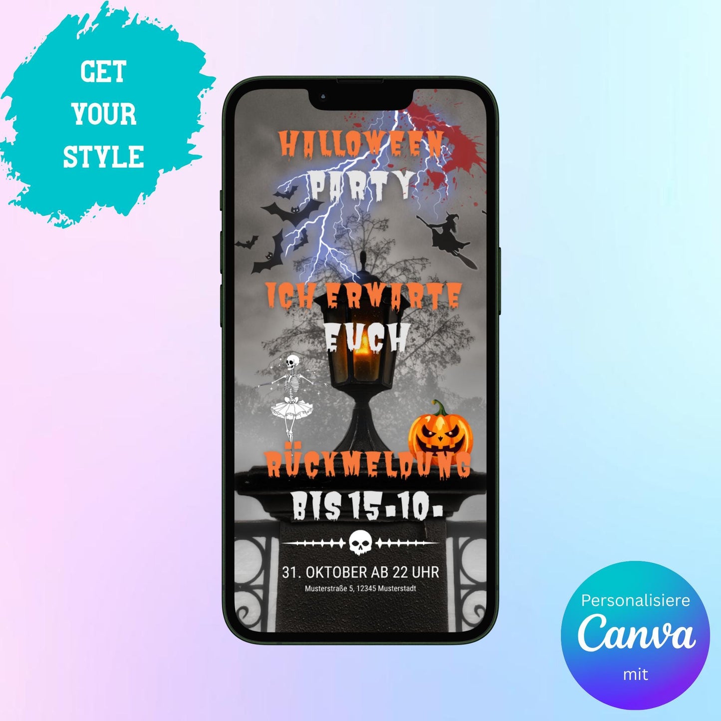 Digitale Einladung zur Halloween Party Video | Personalisierbare Einladung | Verschicke per E-Mail, WhatsApp, etc.