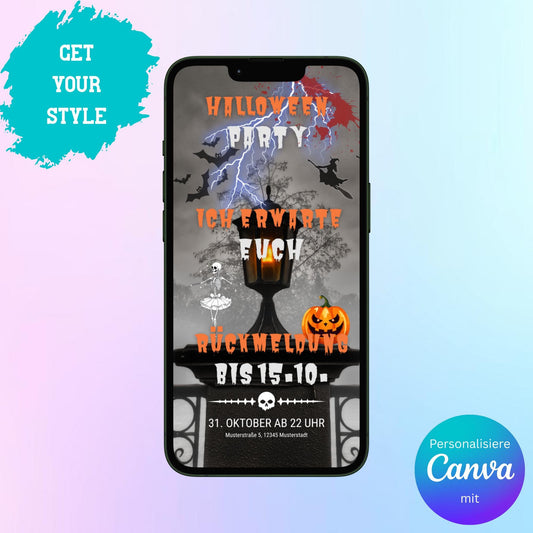 Digitale Einladung zur Halloween Party Video | Personalisierbare Einladung | Verschicke per E-Mail, WhatsApp, etc.