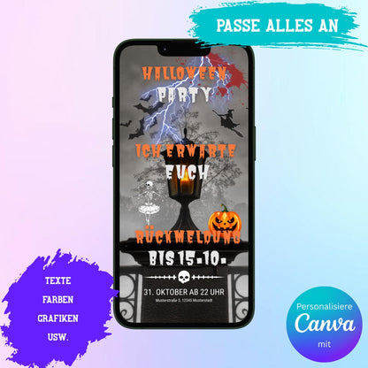 Digitale Einladung zur Halloween Party Video | Personalisierbare Einladung | Verschicke per E-Mail, WhatsApp, etc.