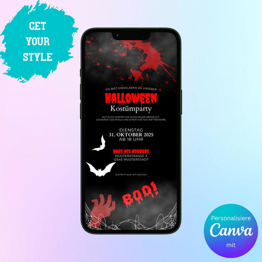 Digitale Einladung zur Halloween Party Video | Personalisierbare Einladung | Verschicke per E-Mail, WhatsApp, etc.