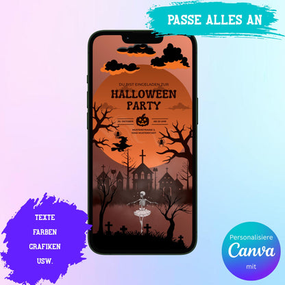Digitale Einladung zur Halloween Party Video | Personalisierbare Einladung | Verschicke per E-Mail, WhatsApp, etc.