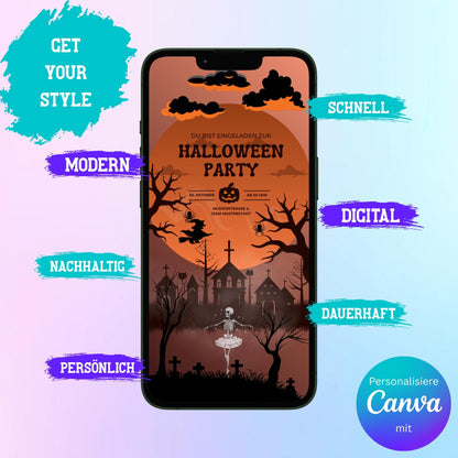Digitale Einladung zur Halloween Party Video | Personalisierbare Einladung | Verschicke per E-Mail, WhatsApp, etc.