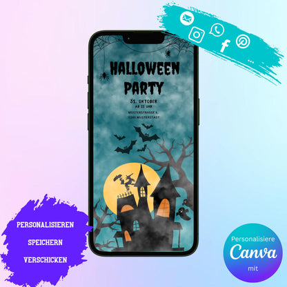 Digitale Einladung zur Halloween Party Video | Personalisierbare Einladung | Verschicke per E-Mail, WhatsApp, etc.