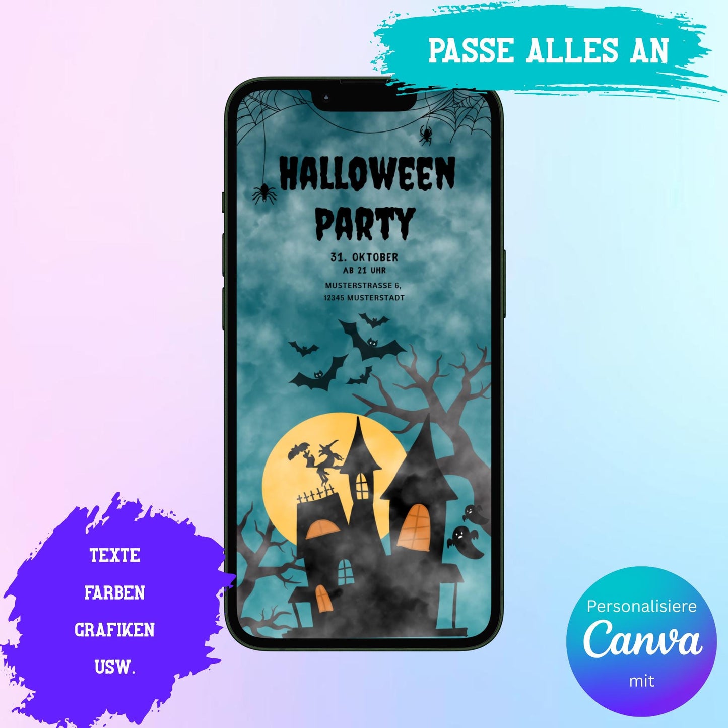 Digitale Einladung zur Halloween Party Video | Personalisierbare Einladung | Verschicke per E-Mail, WhatsApp, etc.