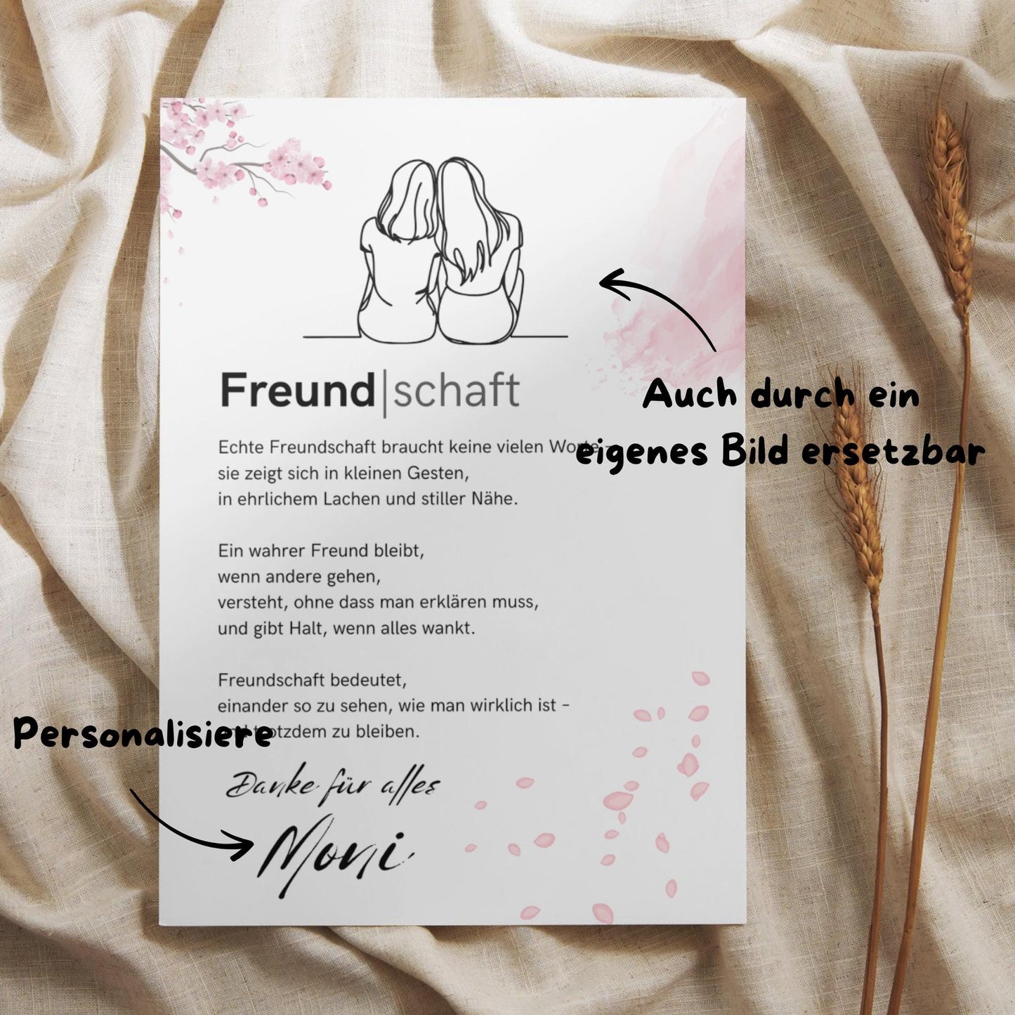 Freundschaftsbrief | Brief an beste Freundin, Freund, Geschenk Freundschaft, Dankeschön (ohne Rahmen)