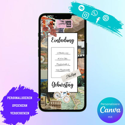Digitale Einladung zum Geburtstag Video | Personalisierbare Einladung | Verschicke per E-Mail, WhatsApp, etc.