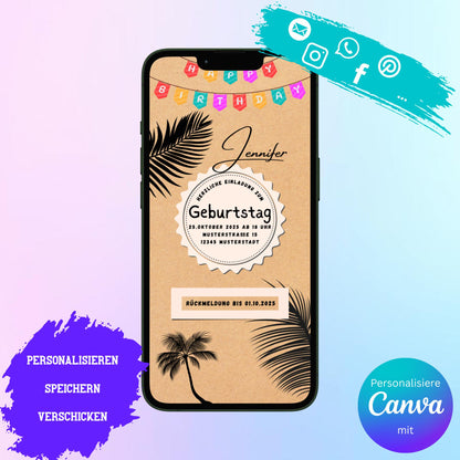 Digitale Einladung zum Geburtstag Video | Personalisierbare Einladung | Verschicke per E-Mail, WhatsApp, etc.