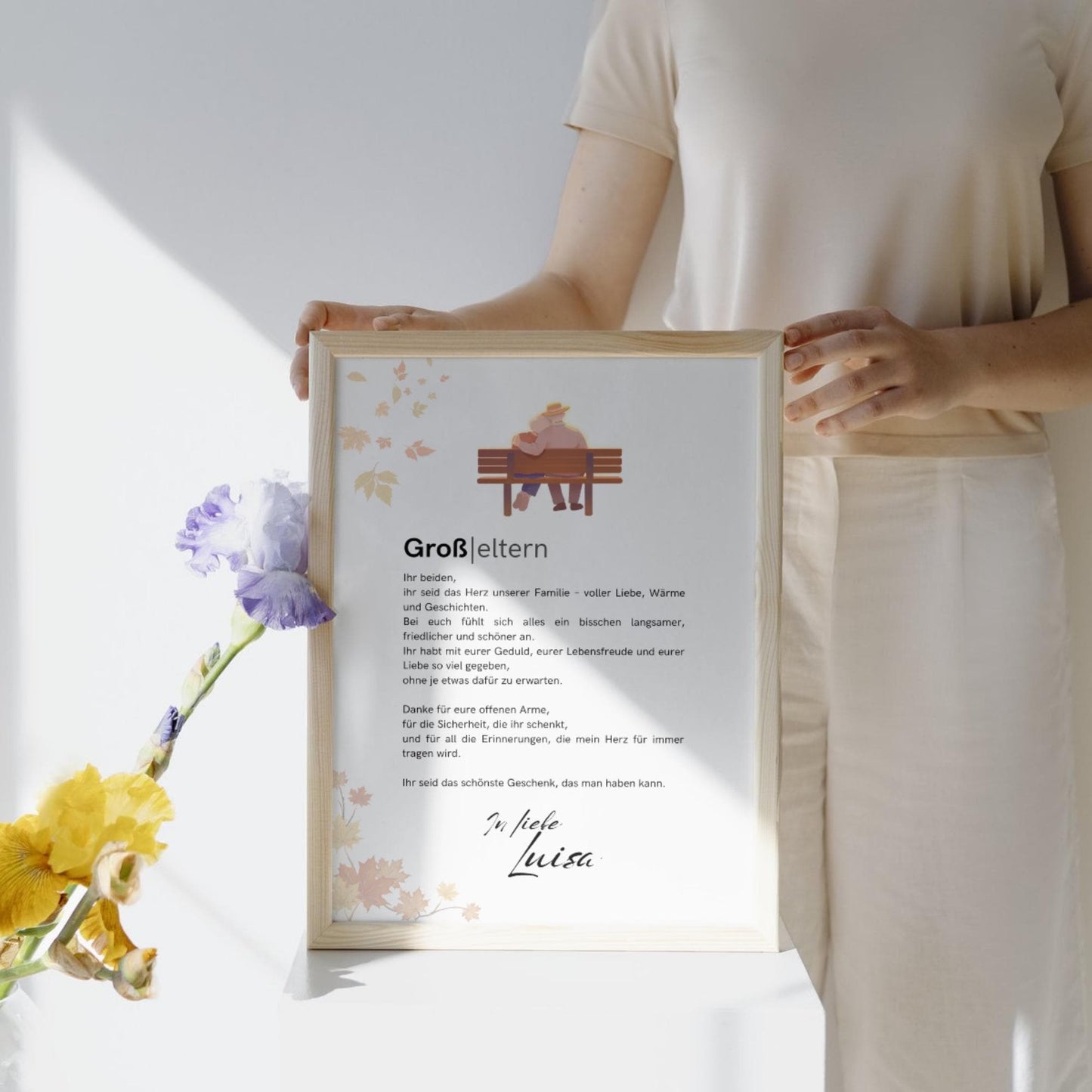 Brief an Großeltern | Liebevoller Brief, Geschenk für Oma und Opa, Dankeschön mit Herz (ohne Rahmen)