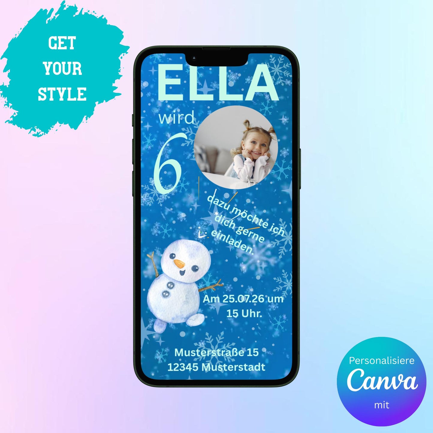 Digitale Einladung zum Kindergeburtstag Video | Personalisierbare Einladung | Verschicke per E-Mail, WhatsApp, etc.