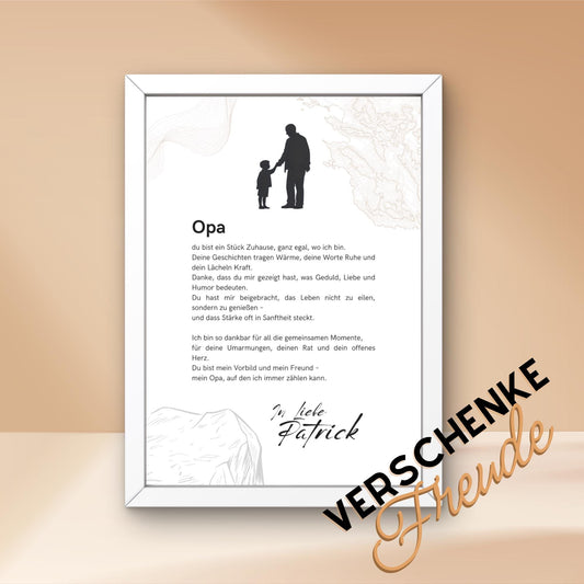 Brief an Opa | Liebevoller Brief, Geschenk für Opa, Opageschenk, Dankeschön mit Herz (ohne Rahmen)