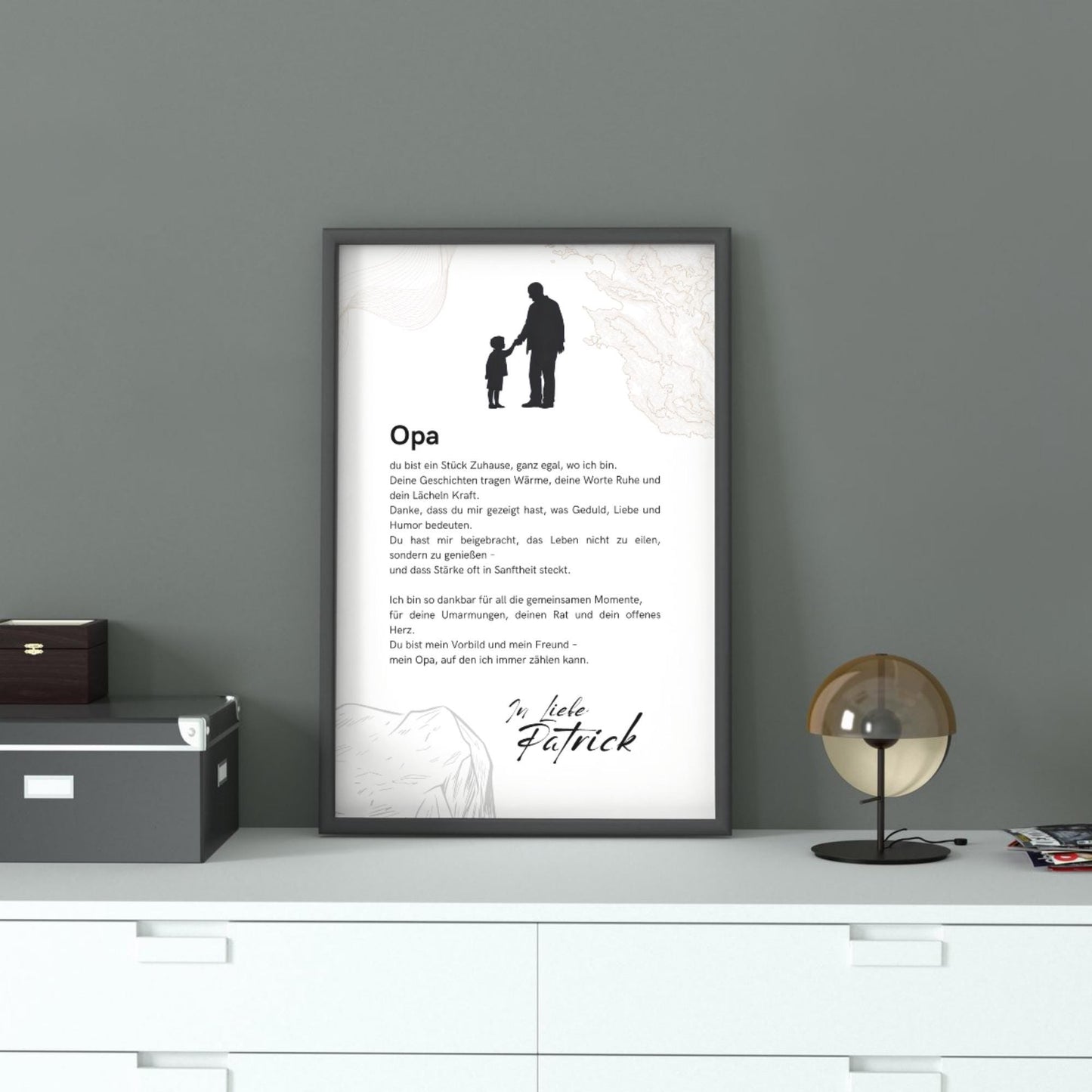 Brief an Opa | Liebevoller Brief, Geschenk für Opa, Opageschenk, Dankeschön mit Herz (ohne Rahmen)