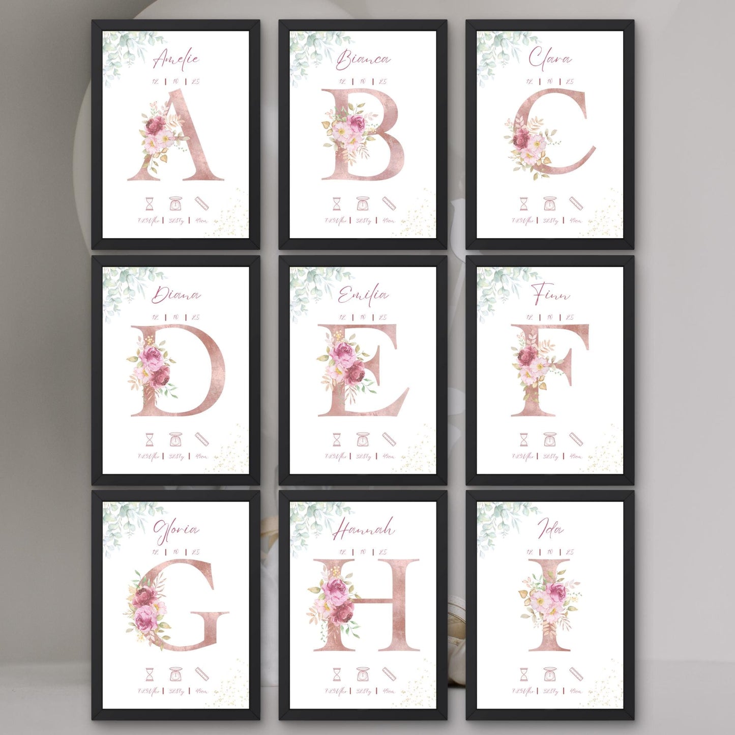 Personalisiertes Bild zur Geburt | Geschenk zur Geburt | Geburtserinnerung (ohne Rahmen)