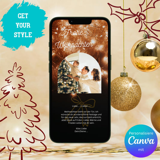 Digitale Grußkarte zu Weihnachten | Personalisierbare Grußkarte| Verschicke per E-Mail, WhatsApp, etc.