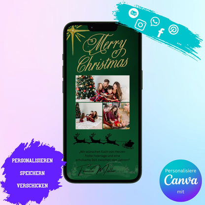 Digitale Grußkarte zu Weihnachten | Personalisierbare Grußkarte| Verschicke per E-Mail, WhatsApp, etc.