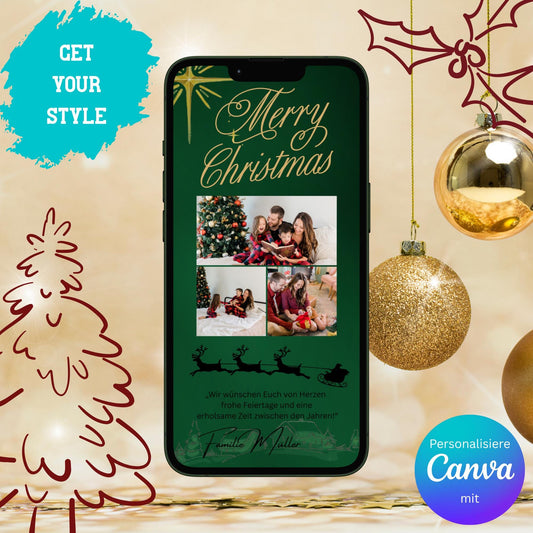Digitale Grußkarte zu Weihnachten | Personalisierbare Grußkarte| Verschicke per E-Mail, WhatsApp, etc.