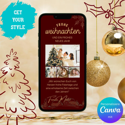 Digitale Grußkarte zu Weihnachten | Personalisierbare Grußkarte| Verschicke per E-Mail, WhatsApp, etc.