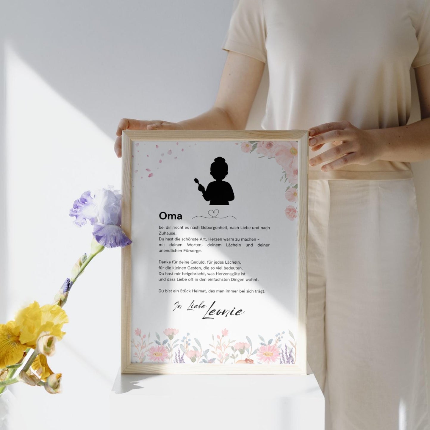 Brief an Oma | Liebevoller Brief, Geschenk für Oma, Omageschenk, Dankeschön mit Herz (ohne Rahmen)