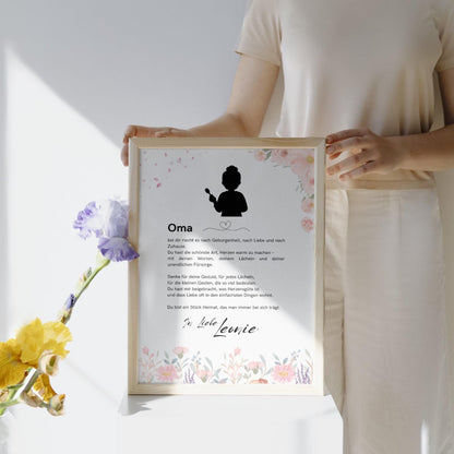 Brief an Oma | Liebevoller Brief, Geschenk für Oma, Omageschenk, Dankeschön mit Herz (ohne Rahmen)