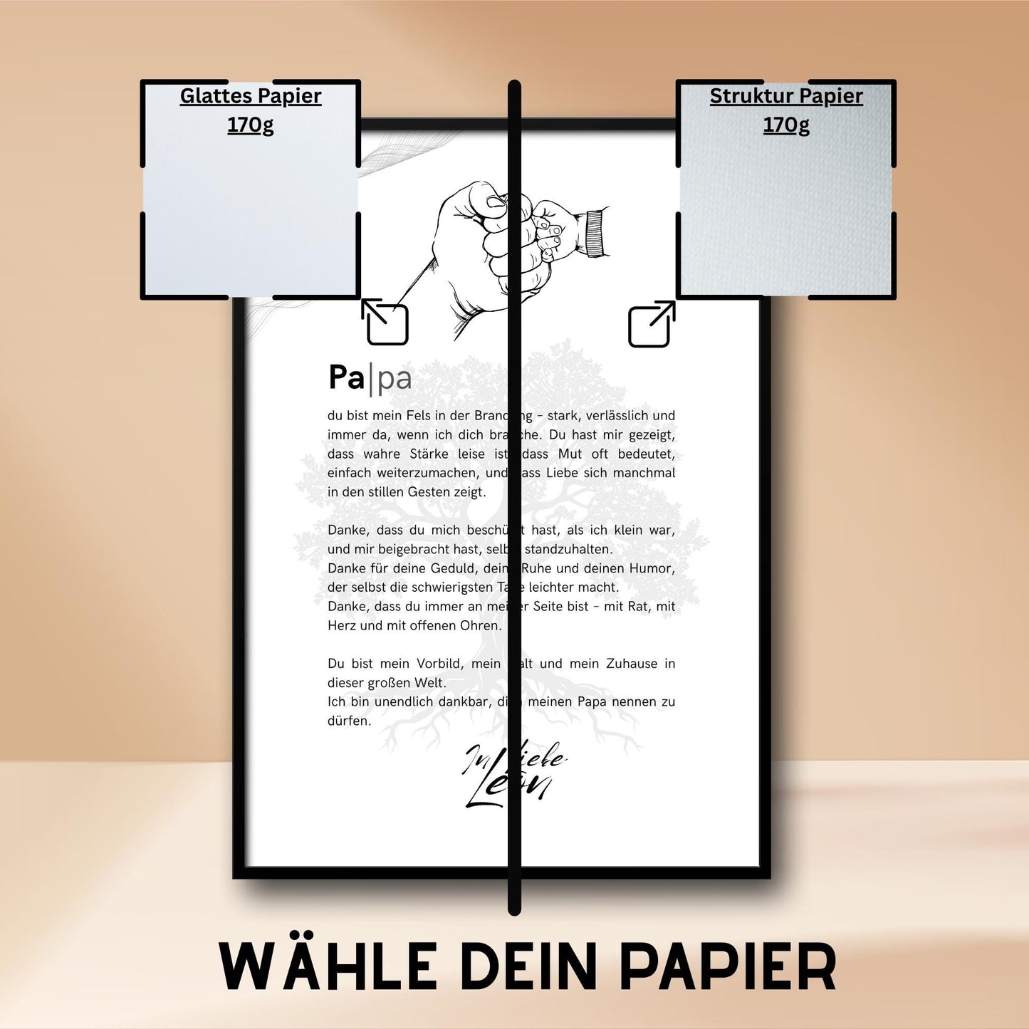 Brief an Papa | Liebevoller Brief, Geschenk für Papa, Papageschenk (ohne Rahmen)