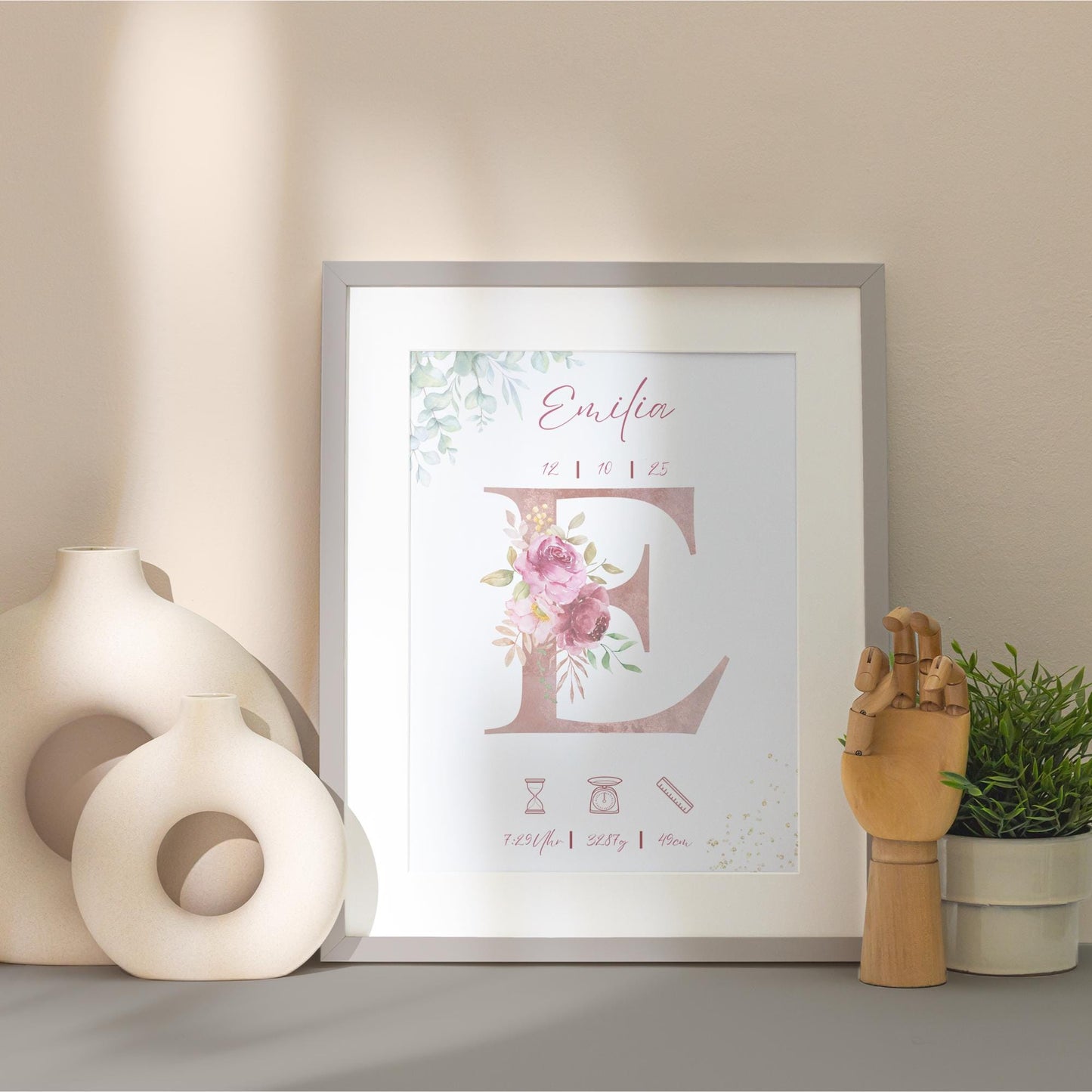 Personalisiertes Bild zur Geburt | Geschenk zur Geburt | Geburtserinnerung (ohne Rahmen)