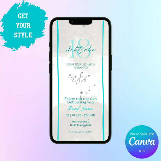 Digitale Einladung zum Geburtstag Video | Personalisierbare Einladung | Verschicke per E-Mail, WhatsApp, etc.