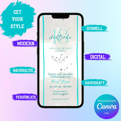 Digitale Einladung zum Geburtstag Video | Personalisierbare Einladung | Verschicke per E-Mail, WhatsApp, etc.
