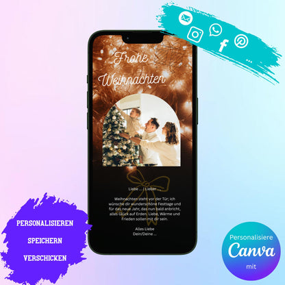 Digitale Grußkarte zu Weihnachten | Personalisierbare Grußkarte| Verschicke per E-Mail, WhatsApp, etc.