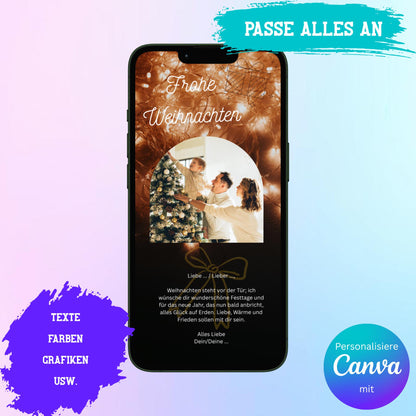 Digitale Grußkarte zu Weihnachten | Personalisierbare Grußkarte| Verschicke per E-Mail, WhatsApp, etc.