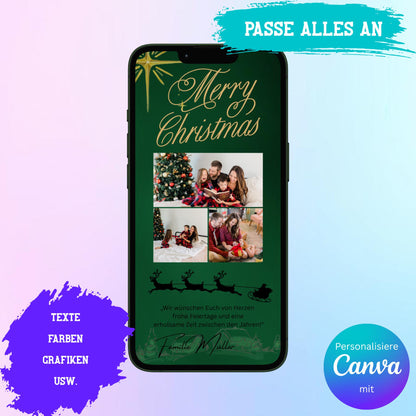 Digitale Grußkarte zu Weihnachten | Personalisierbare Grußkarte| Verschicke per E-Mail, WhatsApp, etc.