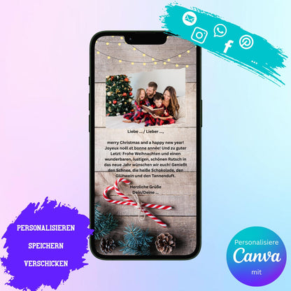 Digitale Grußkarte zu Weihnachten | Personalisierbare Grußkarte| Verschicke per E-Mail, WhatsApp, etc.