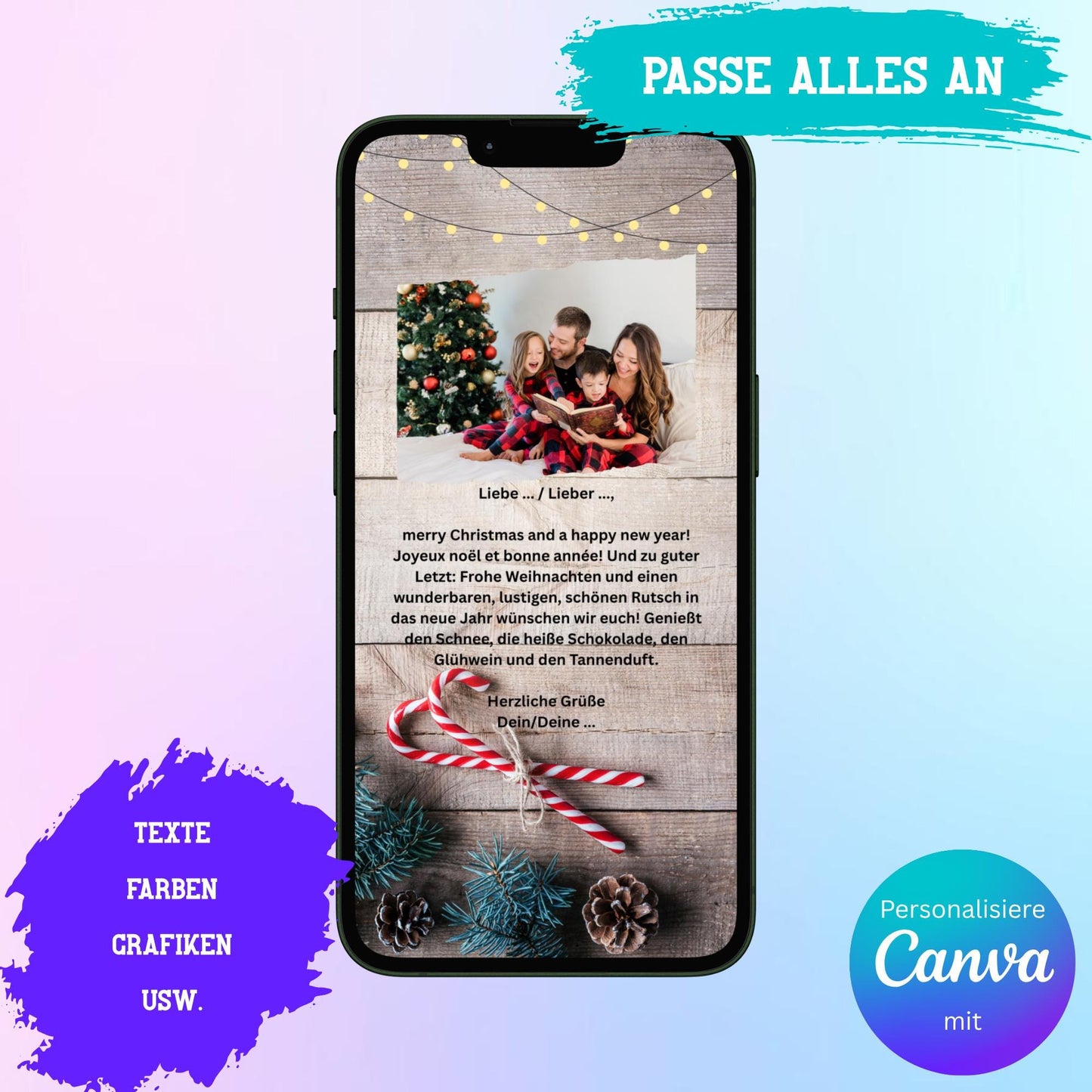Digitale Grußkarte zu Weihnachten | Personalisierbare Grußkarte| Verschicke per E-Mail, WhatsApp, etc.